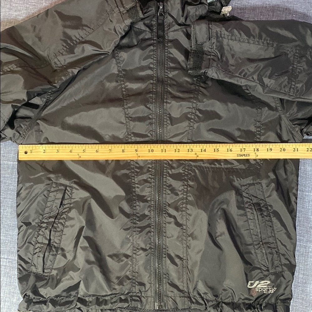 U2 Sportswear Jacket XS Black Lightweight Hooded Windbreaker Zip Mesh Lined - Picture 10 of 14
